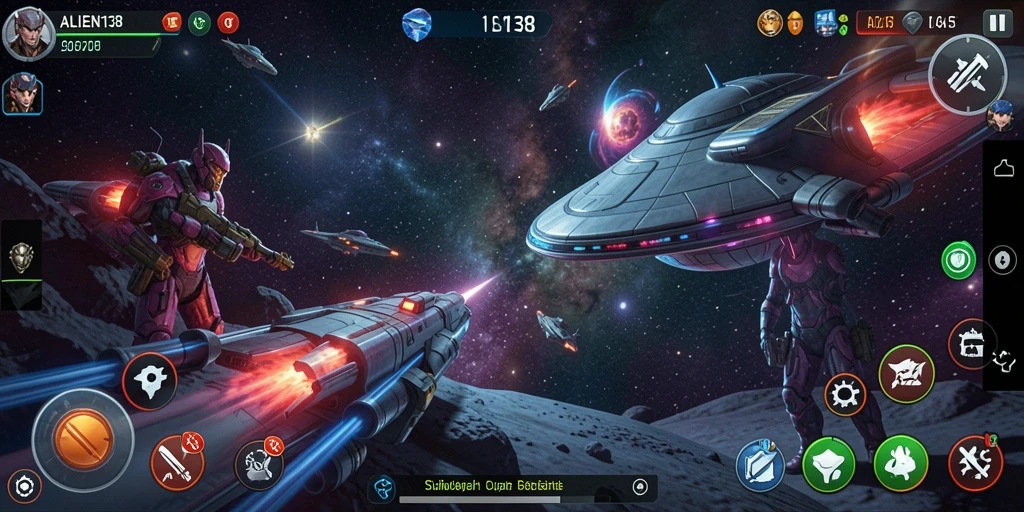 Screenshot gameplay ALIEN138 yang menunjukkan petualangan menakjubkan di luar angkasa.