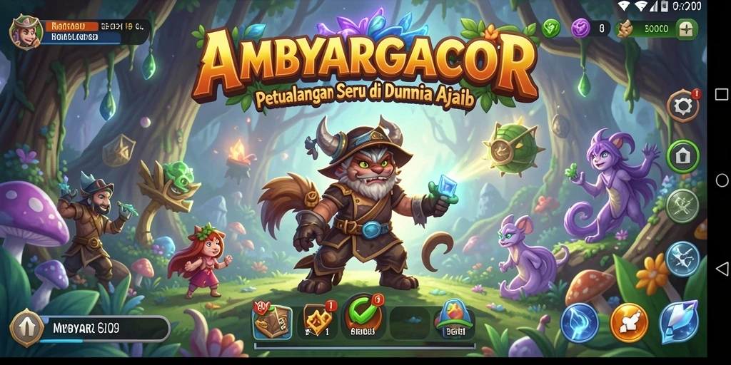 Tangkapan layar utama AMBYARGACOR yang menunjukkan aksi petualangan di dunia yang menakjubkan.