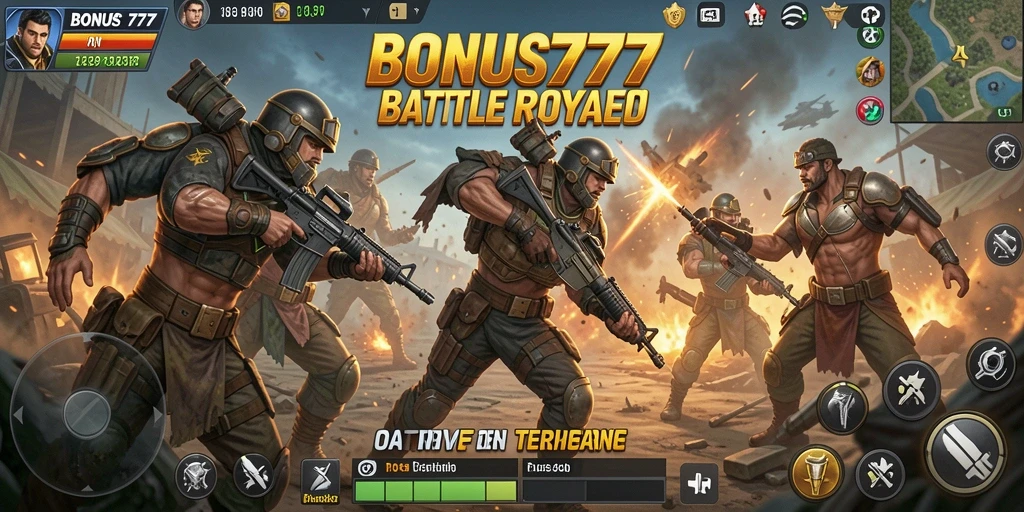 Tampilan gameplay seru dari BONUS777 dalam pertempuran Battle Royale.