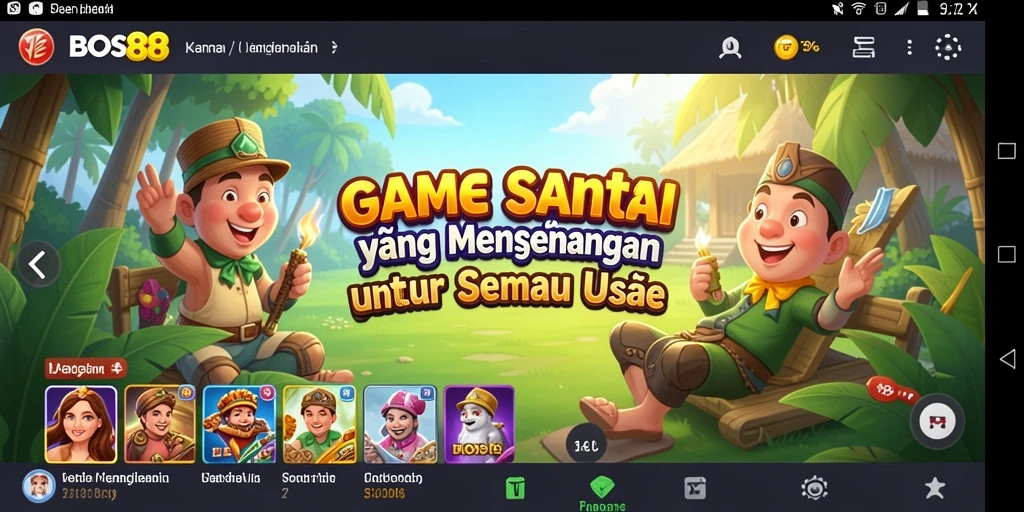 Screenshot utama BOS88 menampilkan gameplay yang mengasyikkan dan penuh warna.