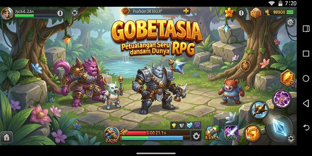 Tampilan gameplay RPG GOBETASIA yang menarik dan penuh aksi.