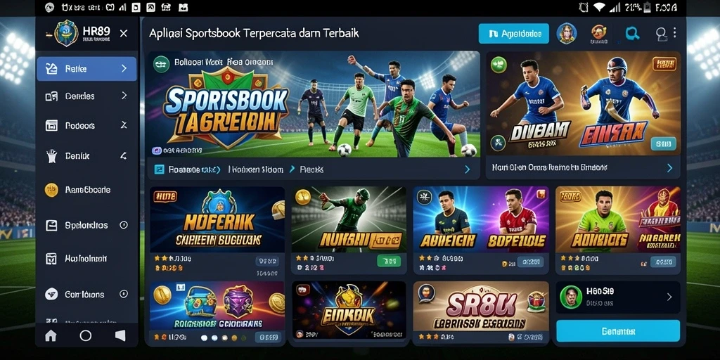 Tampilan utama HR89 dengan gameplay Sportsbook yang menarik.