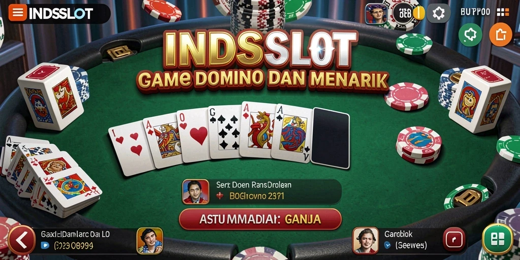 Tampilan gameplay seru dalam INDSLOT, permainan Domino yang menyenangkan.