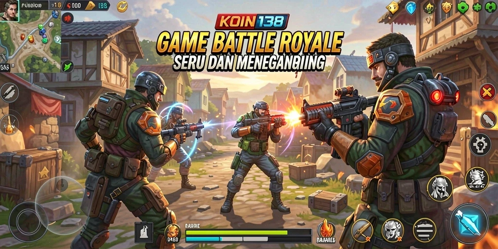 Tampilan gameplay seru dari KOIN138 dengan aksi Battle Royale epik.